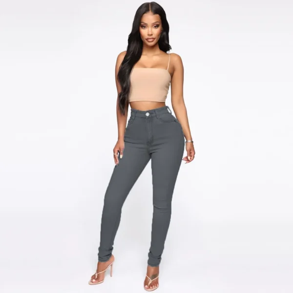 Slimming Jeans Pants For Women High Waist Trousers With Pockets - Image 2